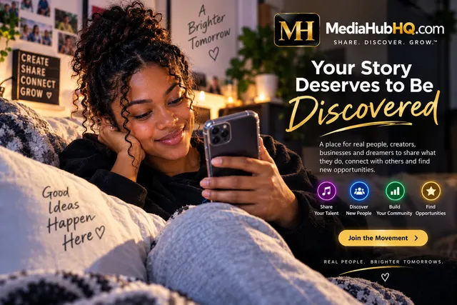 Everyone has a story, an idea, a talent or something worth sharing. MediaHubHQ gives real people, creators and businesses a place to be discovered, make meaningful connections and