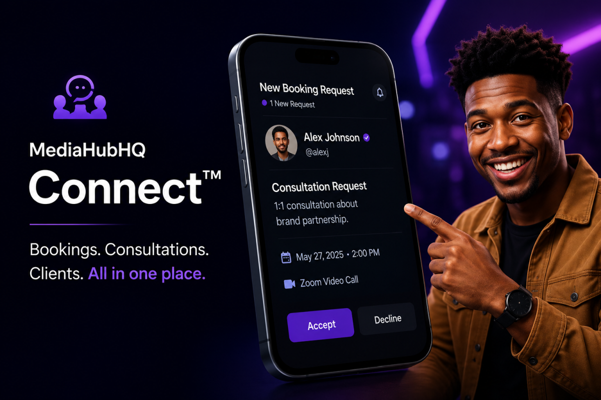 MediaHubHQ Connect feature preview for booking and consultation requests